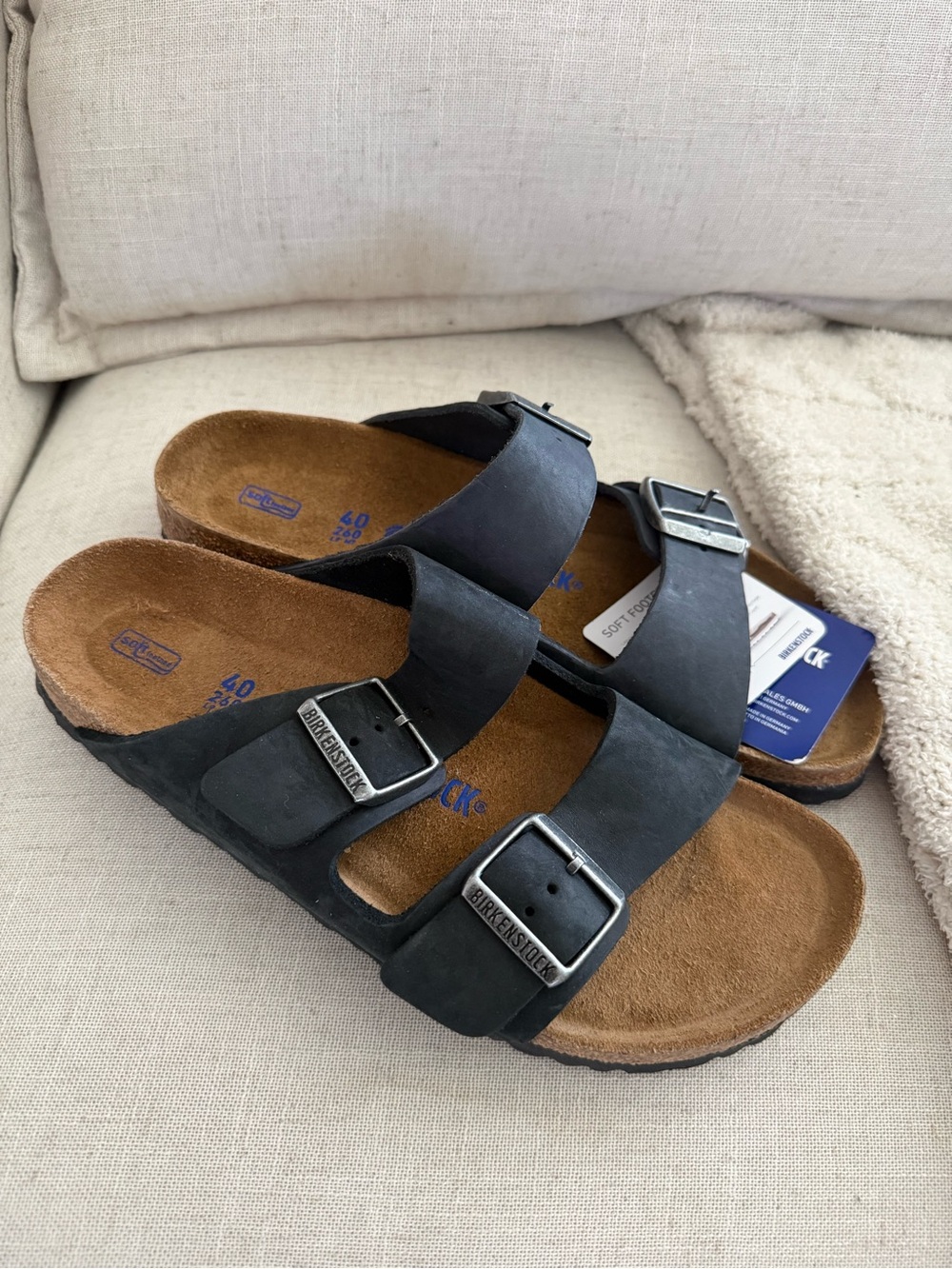 Birkenstock Arizona Soft Footbed Black Leather Sandals